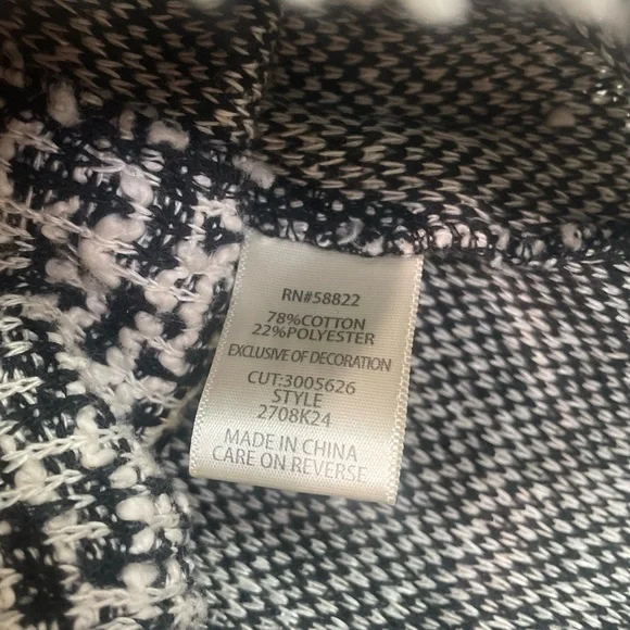 Max Studio Tweed Blazer In Black and White - Picture 9 of 10